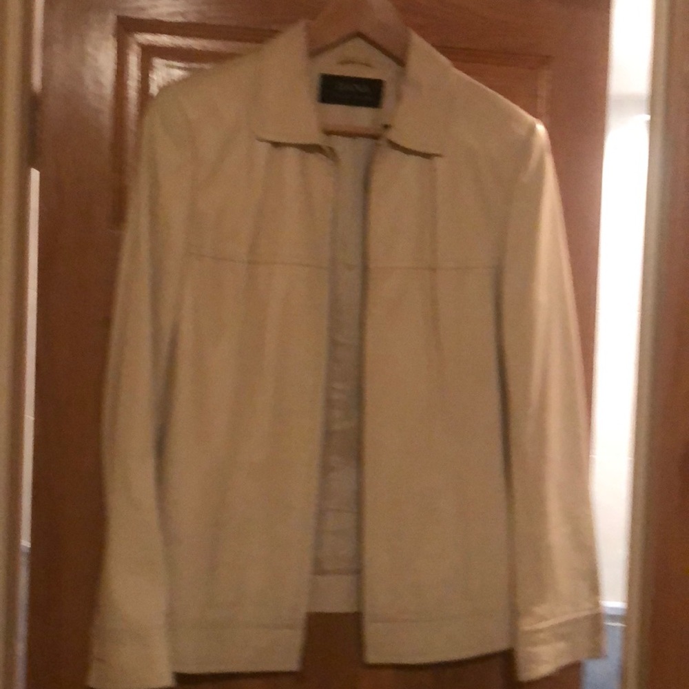Off White Leather Almost New Jacket - image 1